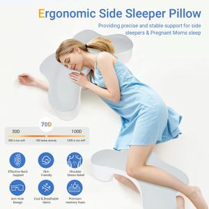 Side Sleeper Pillows with Arm Holes- Memory Foam Shoulder Pillow