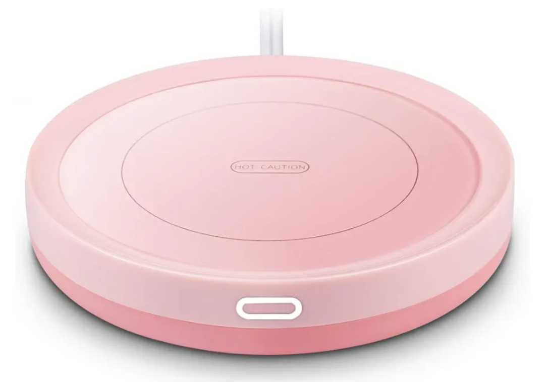 Smart Coffee Warmer, BESTINNKITS Auto On/Off Gravity-Induction Mug Warmer for Office Desk Use, Candle Wax Cup Warmer Heating Plate (Up to 131F/55C) (Pink)