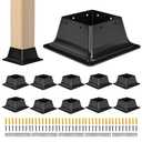 4x4 Post Base 10Pcs-Inner Size 3.5x3.5-Heavy Duty Metal Post Brackets-Deck Post Anchors-Solid Steel-Powder Coated-Wood Post Holder for Porch Handrail Railing Pergola Fence Pavilion-Support Deck Base