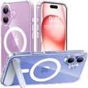 TORRAS for iPhone 16 Case Diamond Clear | Strong Magnetic & Seamless Stand, Fit for MagSafe, MilitaryGrade Drop Protection, Sturdy Adjustable Builtin Kickstand, Slim AntiYellowing