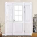 MIULEE Sidelight Sheer French Door Curtains 25 x 40 Inches Light Filtering Window Treatment with Tieback - 2 Panels, White