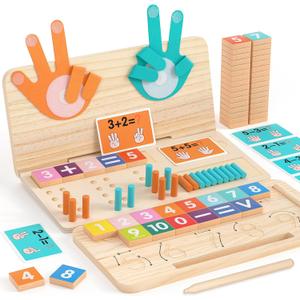 Montessori Math Learning Toy  Number Blocks, Counting Sticks, Tracing Board & Finger Counting, Educational Preschool STEM Sensory Toys for Toddlers, Birthday Gift for 2 3 4 5 Year Old Boys Girls Kids