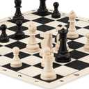 A&A Chess Set - 15''x15'' Foldable Silicone Chessboard and 3.25'' King Height Weighted Plastic Staunton Pieces with Carrying Case for Portable Travel