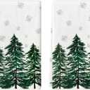 Artoid Mode Green Xmas Tree Christmas Kitchen Towels Dish Towels, 18x26 Inch Farmhouse Snowflakes Winter Decoration Cleaning Set of 2