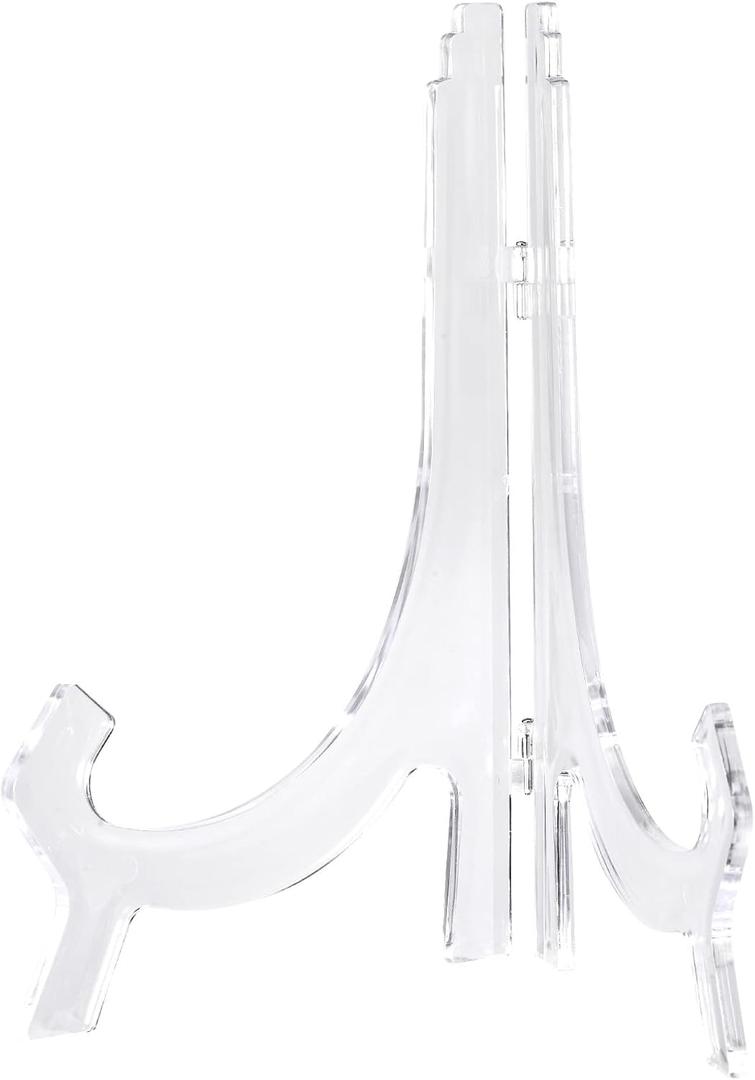 uxcell 2pcs 9.8" Acrylic Easel Stand, Folding Display Plate Holder Clear for Decorative Picture Frame