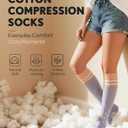 CTHH Cotton Compression Socks for Women 15-20mmHg Cute Knee High Socks Support for Running, Travel, Nurse, Pregnancy, Size: Small-Medium