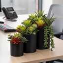 Artificial Succulents 3 Pack - UV Resistant Faux Plants with Pots for Indoor Outdoor Decor - Lifelike Small Fake Potted Plants for Home Office Desk Bathroom Bedroom Shelf Aesthetic