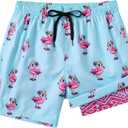 westwolf Men Swim Trunks 5.5 Inch Board Shorts 2 in 1 Swimwear with Compression Liner (Blue, XXL)