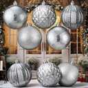 Jenaai 8 Pcs Blue Extra Large Christmas Ball Ornaments Set, 6 Inch Giant Oversized Hanging Ornaments Glitter Assorted Shatterproof Xmas Tree Balls for Indoor Outdoor Holiday Party Home Decor