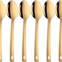 13-Inch Gold Serving Spoons Set, TEHAHA Large Serving Spoons For Buffet,Catering,Stainless Steel Long Handle Service Spoon,Dishwasher safe (6, Golden)