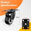 1.5" Casters Set of 12 Heavy-Duty Industrial Caster Wheels Double Ball Bearing Swivel PU Casters Noiseless for Workbench, Furniture, Plate Castors Black