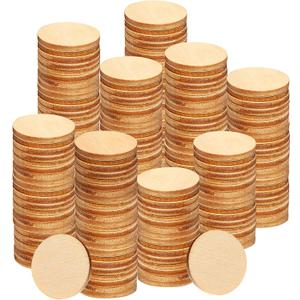 Coopay 600 Pieces Unfinished Wood Circle Natural Round Wood Disc Slices Wooden Cutouts Ornaments for DIY Crafts, Painting, Wedding, and Home Decoration, 1 Inch (Circle)