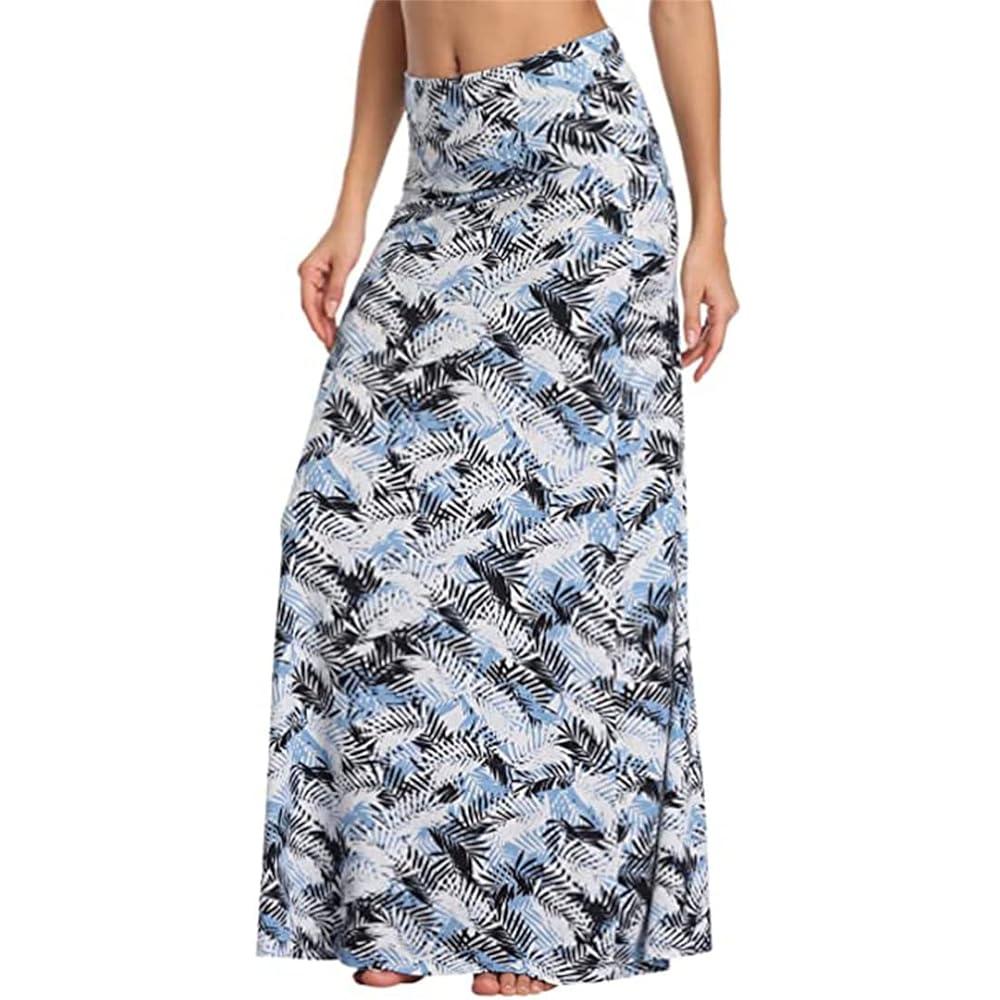 Deepsko Women's Bohemian Style Print Summer Beach Elastic Waist Skirt, Medium