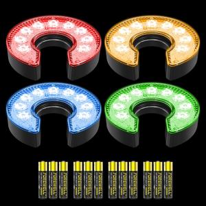KINGTOP LED Golf Hole Light with Anti-Glare Lens - Battery Operated, Glow in The Dark Putting Cup Lights, Ideal for Night Golf, Backyard Practice Putting Green & Golf Parties (Battery Powered- RGB- C Shape- 4Pack)