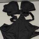 Women's Deep V Neck One Piece Swimsuit O-Ring Swimwear Sexy Cut Out Bathing Suit (Medium, Ribbed Black)