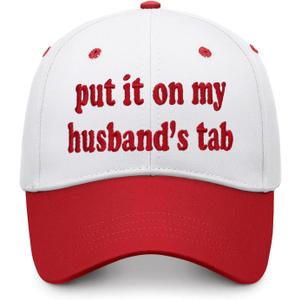 Put It on My Husbands Tab Hat, Funny Vintage Trucker Hats Adjustable Cap for Men Women Classic Baseball Caps (White)