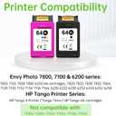 64XL Ink Cartridges Black and Color Compatible for HP Ink 64 Ink Cartridge Combo Pack for HP64 XL Ink Fit for Envy Photo 7855 7858 7155 7120 7800 6252 6255 7158 7100 7164 Tango Series Printer (2 Pack)
