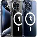 TAURI for iPhone 15 Pro Case, Compatible with MagSafe with Screen Protector, Anti-Yellowing Military-Grade Protection Shockproof Slim Magnetic Case for 15 Pro, Clear