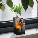 Tabletop Indoor Water Fountain 3-Tier Rock Waterfall Fountain with Warm LED Light and DIY Planting Pot Relaxing Small Water Feature for Desk or Home Decor (23061)