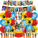 Ninja Party Decorations,Birthday Party Supplies For Cartoon Ninja Hero Party Supplies Includes Banner - Cake Topper - 24 Cupcake Toppers - 18 Balloons