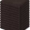 Homaxy 100% Cotton Waffle Weave Kitchen Dish Cloths, Ultra Soft Absorbent Quick Drying Dish Towels, 12 x 12 Inches, 12-Pack, Dark Brown