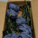 mizii 6Pcs Burnt Blue Artificial Roses Flowers Fake Silk Roses Flower with Long Stem for Wedding Decorations Table Centerpieces Flower Arrangement Home Decor (Burnt Blue)