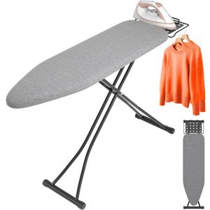 Ironing Board with Iron Rest, 7 Adjustable Heights, 43" 13" Size Standard Iron Board with 4-Layer Heat Resistant Cover and Pad for Home Apartment Laundry, Gray