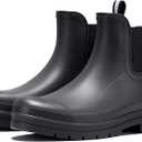 Furuian Women's Ankle Rain Boots Waterproof Chelsea Rain Boots Rubber Boots Women Short Garden Boots Anti Slip Outdoor Lightweight Work Booties (9, Black)