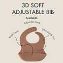 Stainless Steel Toddler Feeding Set 4 Pieces  Suction Plate, Silicone Bib, Spoon & Fork  Divided Plates for Baby Led Weaning, BPA-Free, Removable Shell (Mocha Mousse)