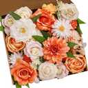 MISSPIN Artificial Flowers DIY Box Set Fake Roses Bouquet Bridal Wedding Flowers Colorful Centerpiece Table Decorations Boho Faux Floral with Stems Arrangements for Cake Home Party Indoor Outdoor