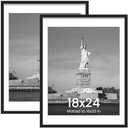 ENJOYBASICS 18x24 Picture Frame, Display Poster 16x20 with Mat or 18 x 24 Without, Wall Gallery Photo Frames, Black, 2 Pack