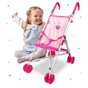 Anivia Baby Doll Collection Doll Stroller Heart Design Gifts for Toddlers and Girls Foldable Doll Stroller