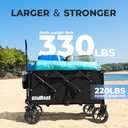 220L Collapsible Wagon with Big Wheels - Heavy Duty Utility Foldable Cart, All-Terrain Wheel & Drink Holders Portable Grocery Carts for Outdoor, Travel, Camping, Beach, Garden,Fishing (83x1 inches, Black)