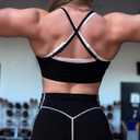 Aoxjox Women's Workout Sports Bras Takes Two Bra High Impact Training Fitness Running Yoga Crop Tank (M)