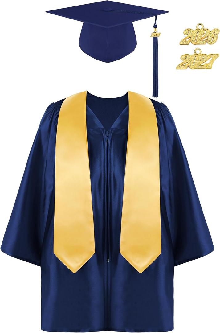 SOMSOC 4 Pieces Kindergarten Graduation Cap and Gown Set for Preschool Nursery Kids Graduation Stole Gown with 2026 Tassel (S)