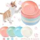 24 Pcs Cat Whisker Fatigue Bowl, Small Shallow Pet Dishes, Wide Plates for Wet Food, 5.5 Inch Wheat Straw Bowls for Kittens and Short Legged Cats