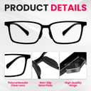 AMBEYE TR90 Blue Light Glasses - Bluelight Blocker Anti Eyestrain UV Protection Rectangle Frame & Clear Lens for Men Women (Black)