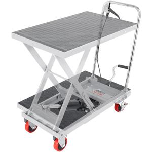 VEVOR Hydraulic Lift Table Cart, 500lbs Load Capacity 28.5 Inch Lifting Height, Manual Single Scissor Lift Table with 4 Wheels and Non-Slip Pad, Hydraulic Scissor Cart for Material Handling, Gray