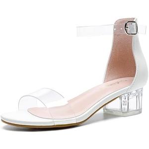 Dufannie Girls Sandals Low Heels Dress Pump Ankle Strap Open Toe Flower Girl Wedding Party for Toddler Little Big Kid 13