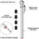10 Pieces Pencil Tire Pressure Gauge Stainless Steel Stem Tire Pressure Gauge Accurate Mechanical Wheel Checker with 20 Pieces Tire Stem Valve Caps for Car Truck Motorcycle Bike