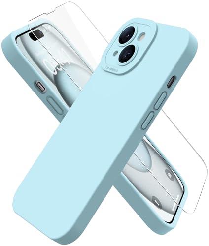 Magnetic for iPhone 15 Case with Screen Protector - Wireless Charging Compatible - Upgraded Camera Protection - Silicone Shockproof Protective Phone Case for iPhone 15 6.1" - Ice Blue
