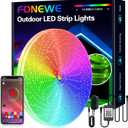 FONEWE 100FT Outdoor Led Strip Lights Waterproof IP68 Led Strip Lights Music Sync Color Changing RGB Waterproof Led Light Strips with App Control Led Lights for Bedroom Halloween Christmas Decorations