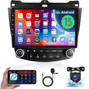 Car Radio for Honda Accord 2003-2007, Rimoody Android 13 Car Stereo 10.1'' Touchscreen GPS WiFi Mirror Link Bluetooth FM/RDS HiFi SWC Backup Camera Microphone