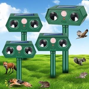 2025 Upgraded Solar Animal Repellent,4 Pack Ultrasonic Animal Repeller Outdoor with Motion Sensor,Deterrent Devices for Cat, Squirrel, Deer, Dog, Raccoon, Skunk, Rabbit Repellent for Yard Garden