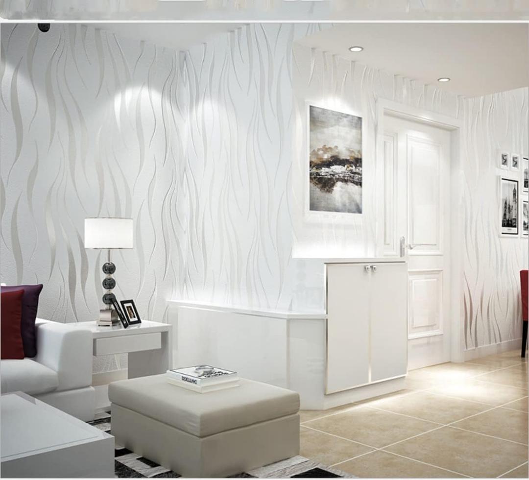 Premium Plant Fiber + Extracted Silk Wallpaper Fashionable Atmospheric Wavy Stripes 3D Stereoscopic Fenced Wallpaper (Creamy White 35910)