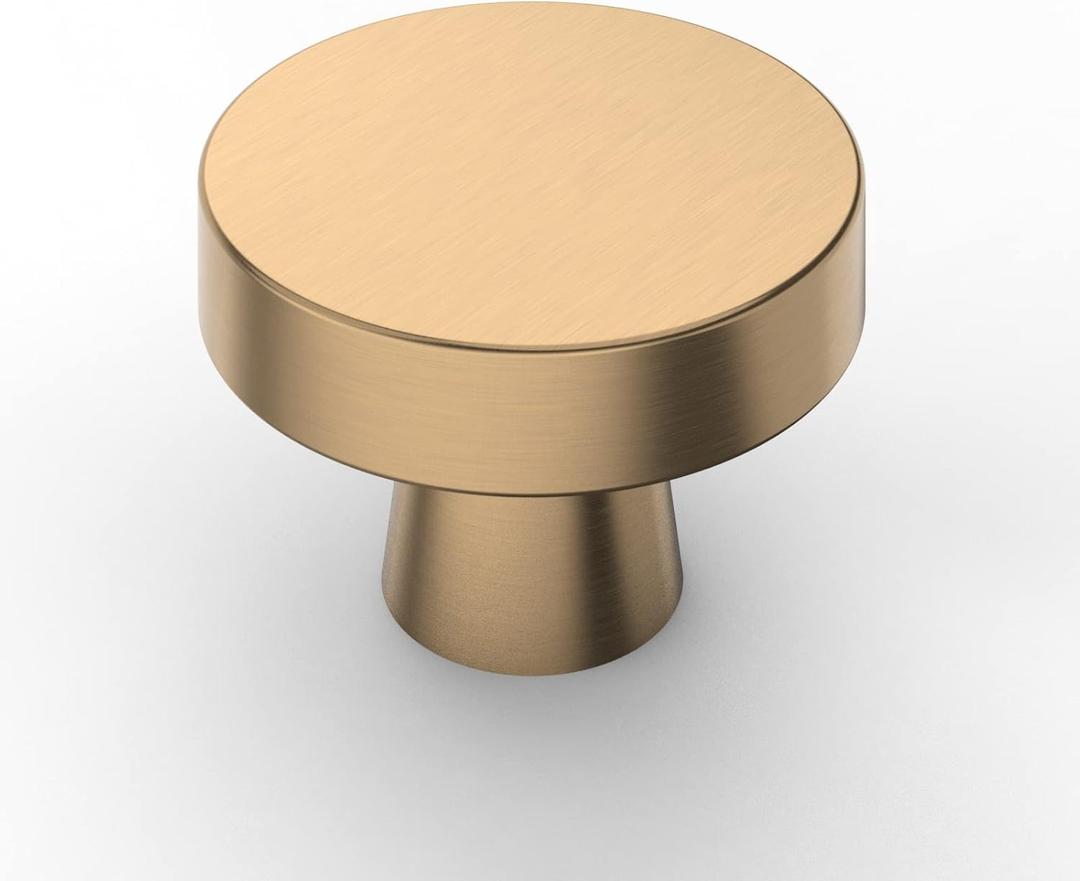 Amerdeco 10 Pack Champagne Bronze Cabinet Knobs 1-1/4 Inch(32mm) Single Hole Cabinet Handles Dresser Knobs Drawer Knobs and Pulls for Bathroom Cabinets K0010