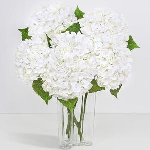 Yastouay 6 Pcs Real Touch Hydrangea Artificial Flowers, 21" White Full Faux Hydrangea Flowers Latex Fake Flowers for Home Decor Party Floral Arrangements Wedding Bouquets Centerpieces Outdoor Decor