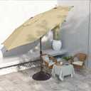 Abba Patio 9FT Lyon Outdoor Patio Umbrella Outdoor Table Umbrella with Push Button Tilt and Crank Market Umbrella 8 Sturdy Ribs UV Protection Waterproof for Garden Deck Backyard Pool Tan