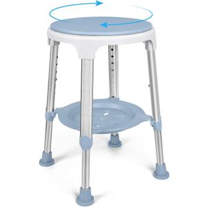 Shower Chair for Inside Shower, Tool-Free Assembly Swivel Shower Stool with Storage Tray, Adjustable Tub Chair and Bathroom Stool for Seniors, Elderly, Handicap & Disabled, FSA/HSA Eligible