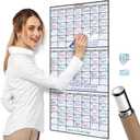 3 Month Dry Erase Calendar for Wall, 40x17, 3 Month Wall Calendar Dry Erase, Big White Board for Office, Home & School, Giant Erasable Whiteboard, Jumbo Monthly Undated Reusable White Board Planner